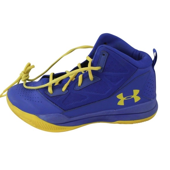 Under Armour Other - Under Armour 7Y Youth Basketball Shoes Blue Yellow High Top Sportswear Sneakers